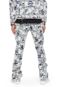 "BLUE MOON" WHITE BLUE STACKED FLARE JEAN sold by valabasas