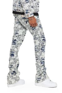 "BLUE MOON" WHITE BLUE STACKED FLARE JEAN sold by valabasas