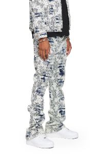 "BLUE MOON" WHITE BLUE STACKED FLARE JEAN sold by valabasas