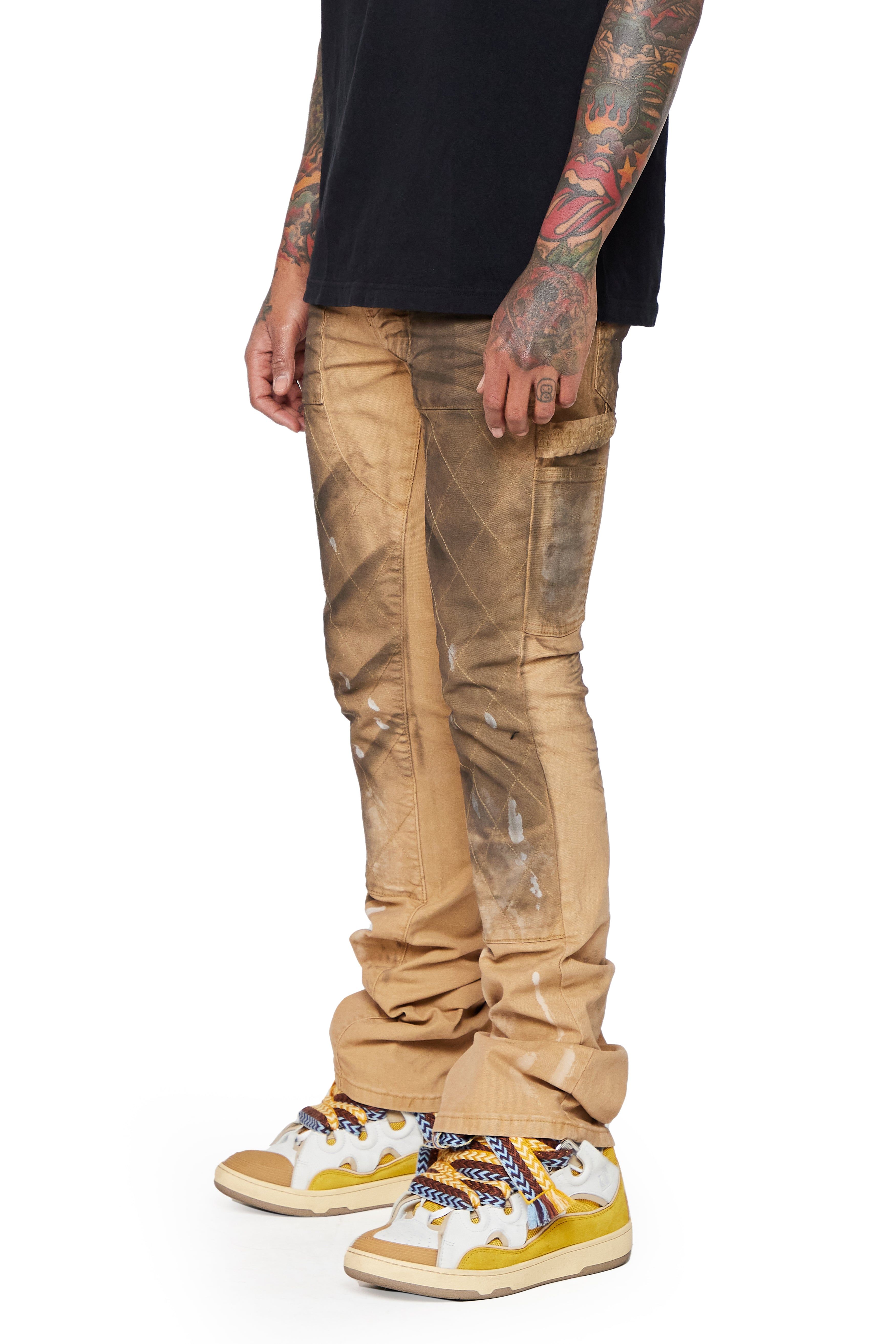 "HOSSAM" DIRTY KHAKI STACKED FLARE JEAN sold by valabasas product image thumbnail 4