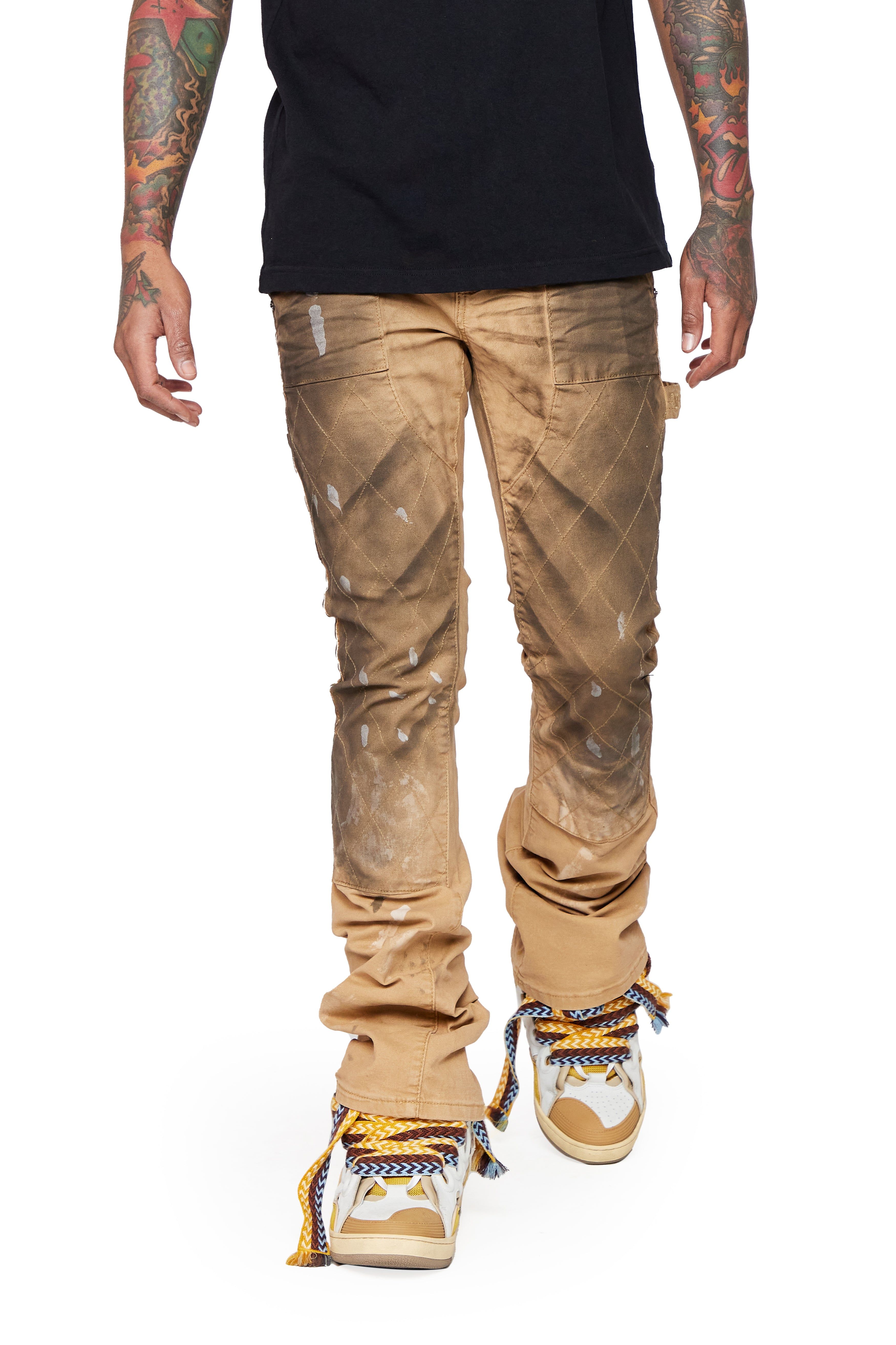 "HOSSAM" DIRTY KHAKI STACKED FLARE JEAN sold by valabasas product image thumbnail 3