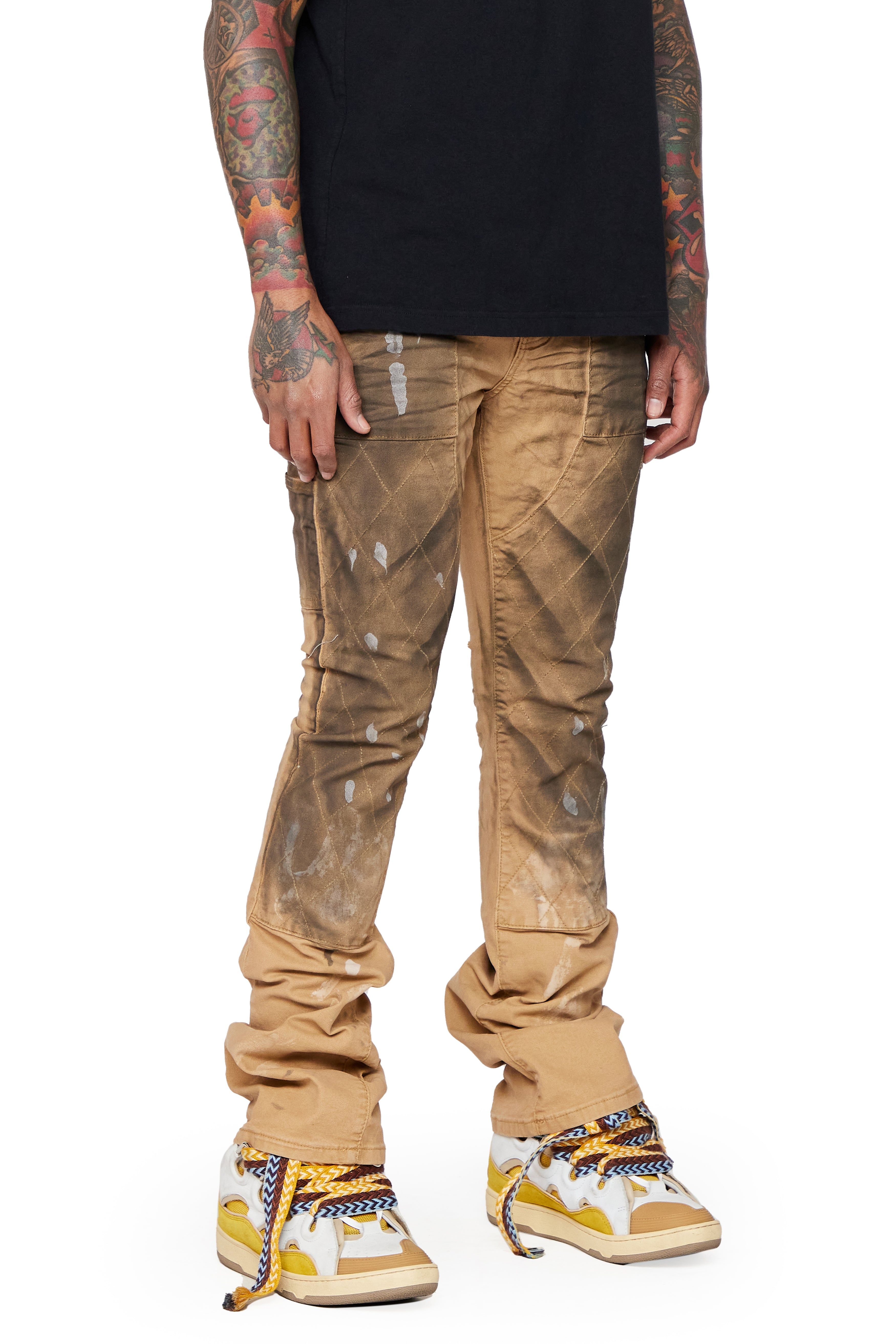 "HOSSAM" DIRTY KHAKI STACKED FLARE JEAN sold by valabasas product image thumbnail 6