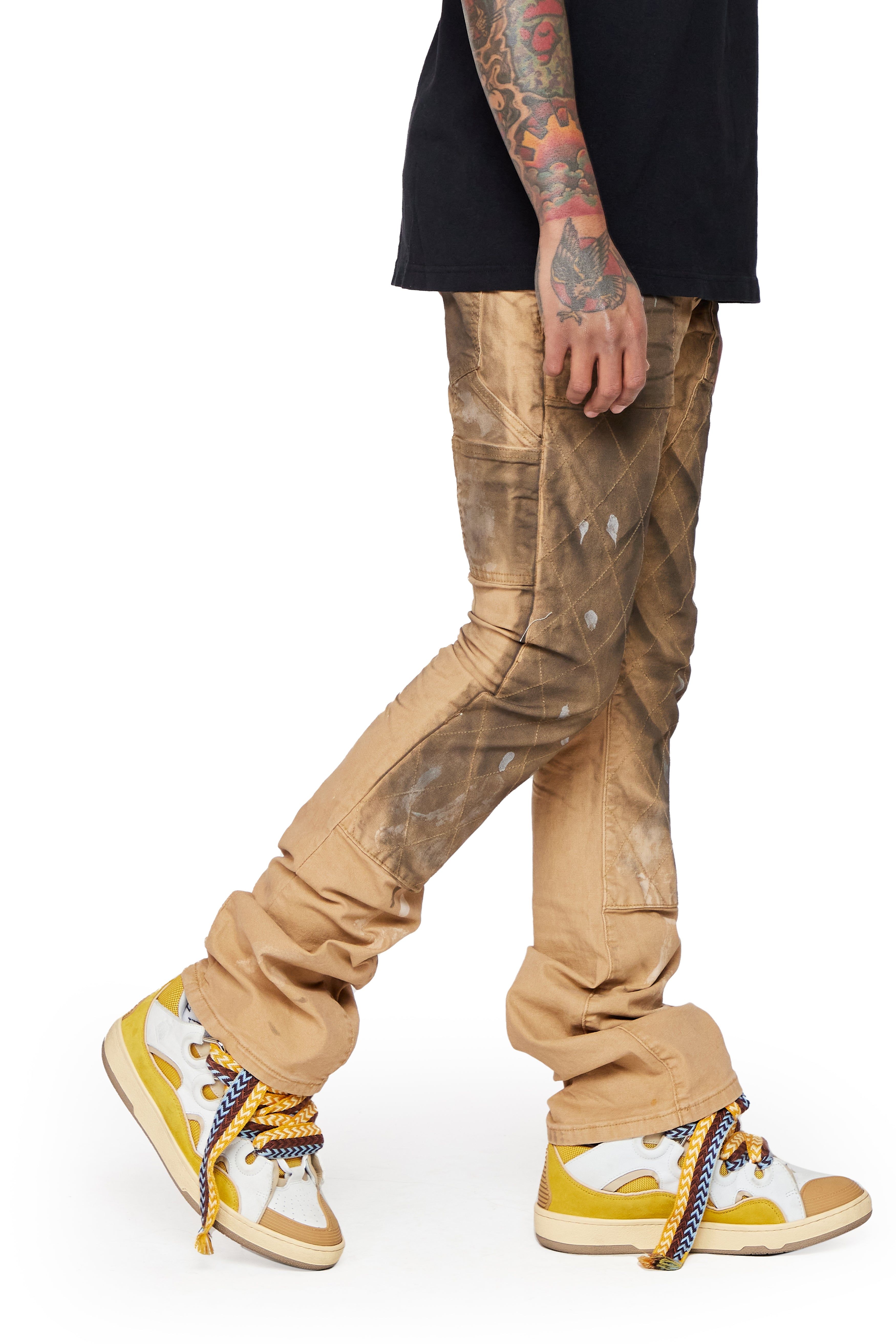 "HOSSAM" DIRTY KHAKI STACKED FLARE JEAN sold by valabasas product image thumbnail 2