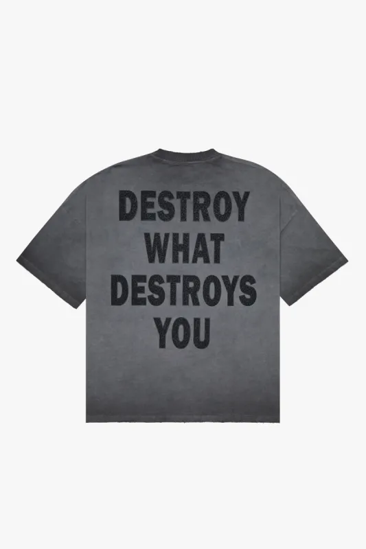 "VANGUARD" DARK GRAY OVERSIZED TEE sold by valabasas