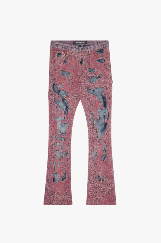 "BANDIT" FUCHSIA AZURE STACKED FLARE JEAN sold by valabasas