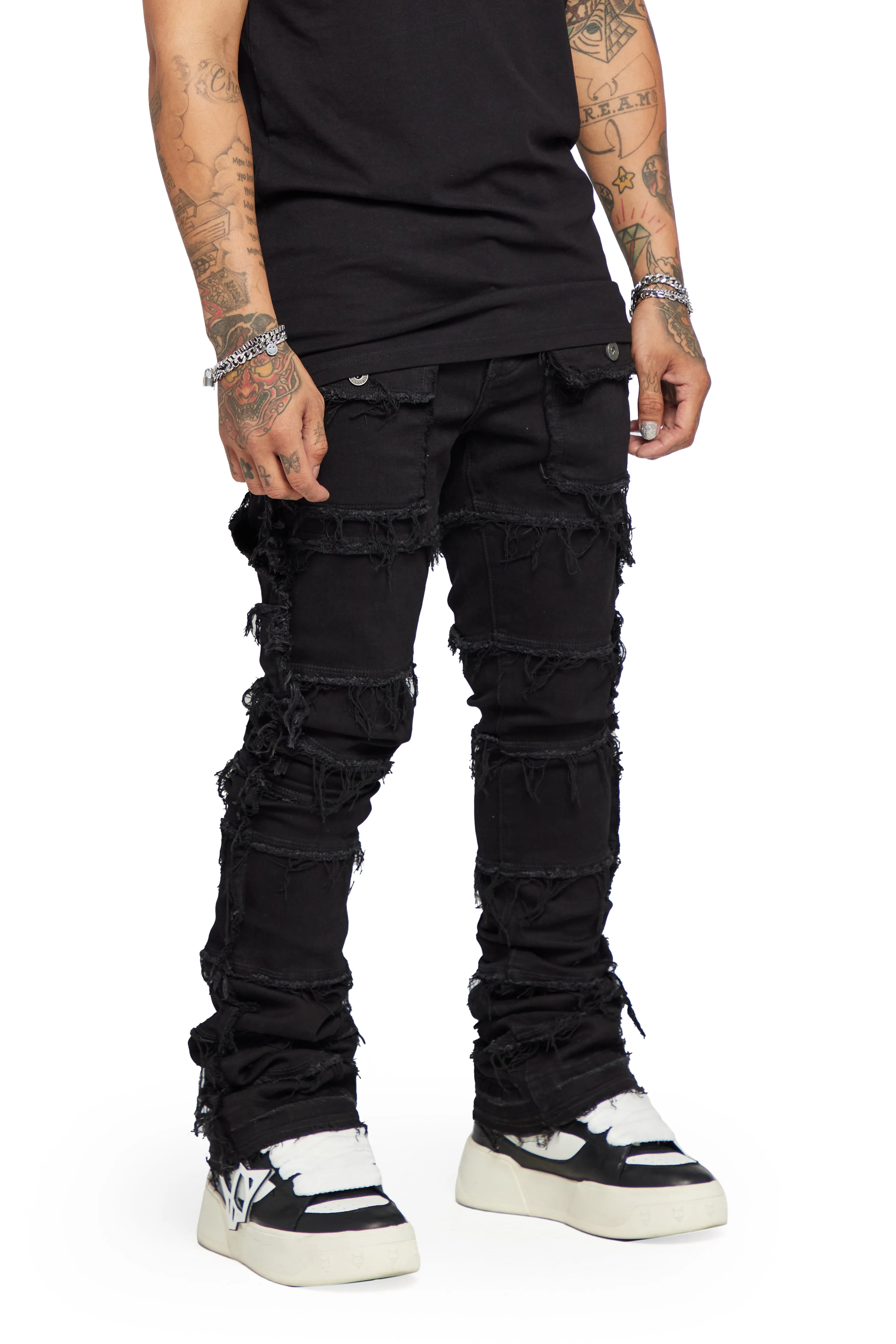 “PHOENIX 2.0” Black Washed Stacked Flare Jean sold by valabasas product image thumbnail 4