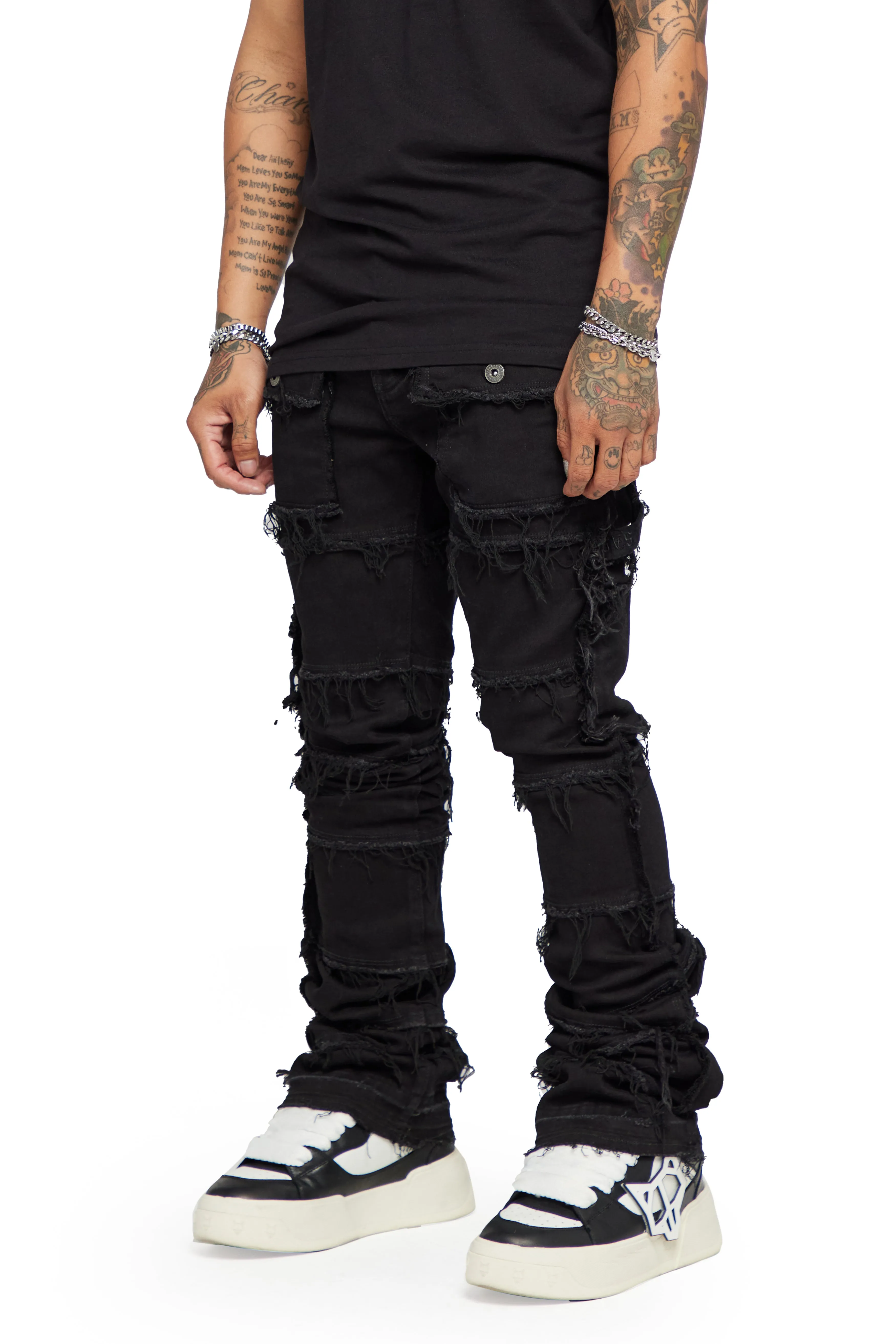 “PHOENIX 2.0” Black Washed Stacked Flare Jean sold by valabasas product image thumbnail 2