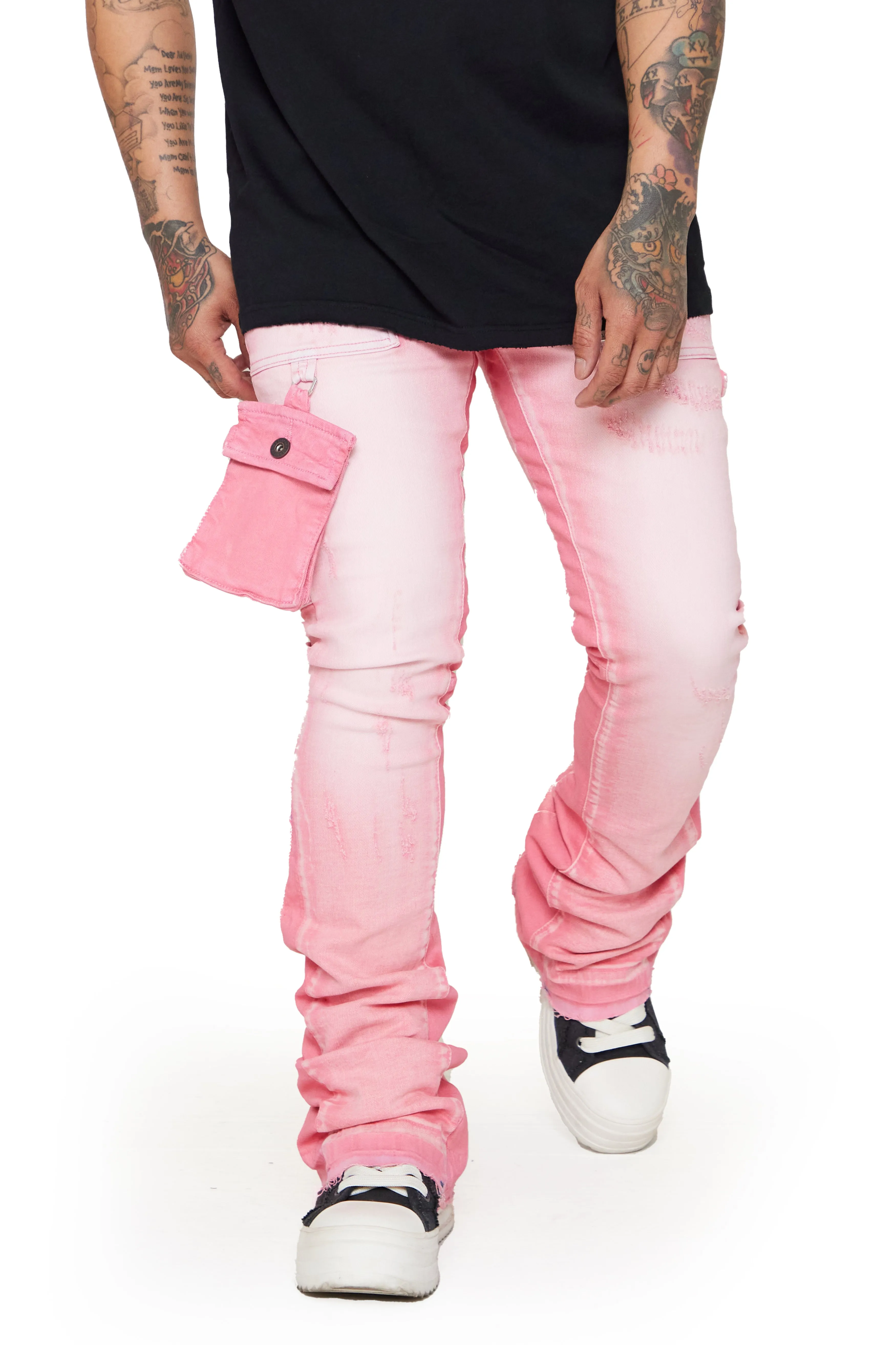 “SMOOTH” LT PINK STACKED FLARE JEAN sold by valabasas product image thumbnail 5