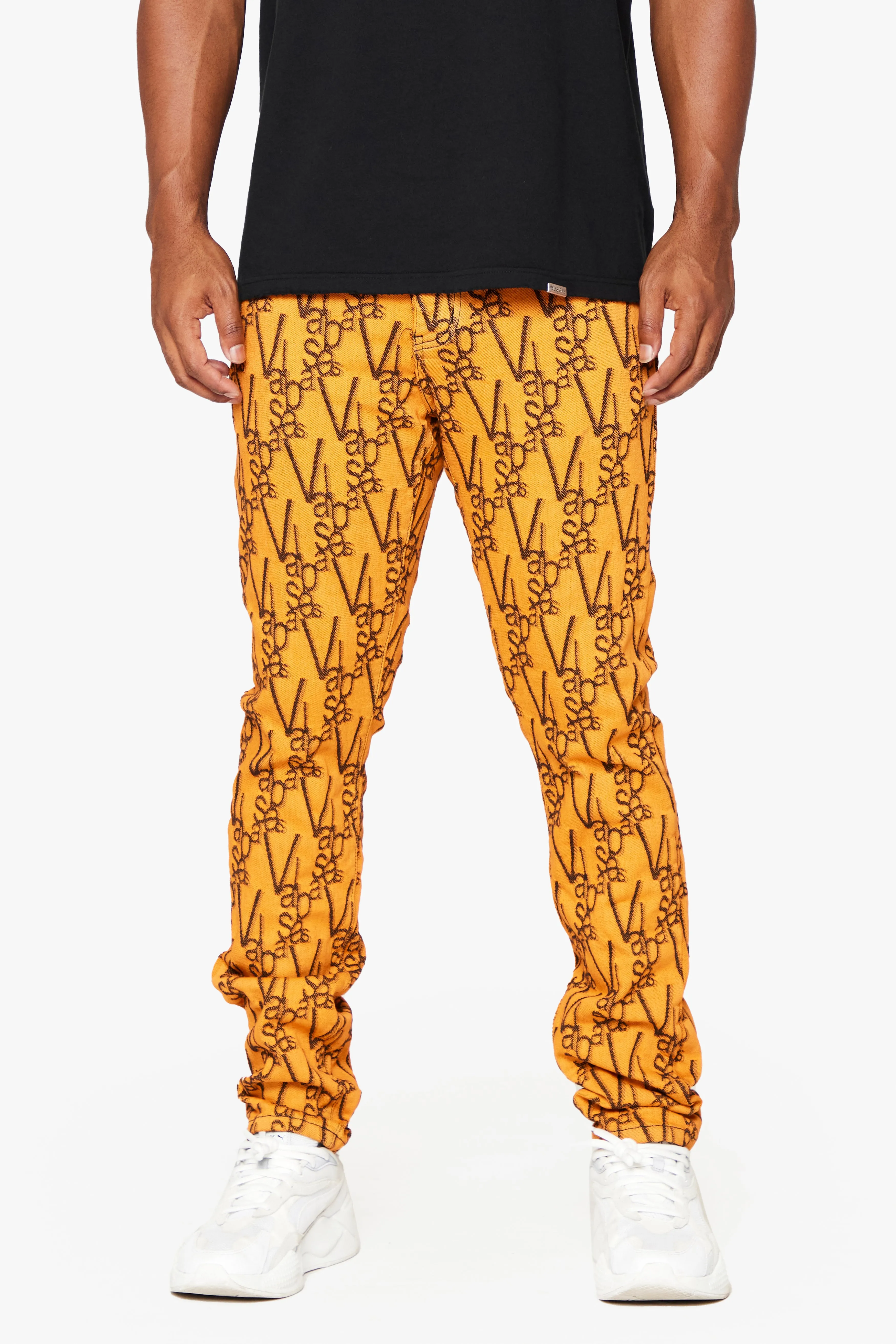 "V-INK" SKINNY JEAN BLACK ORANGE sold by valabasas product image thumbnail 4