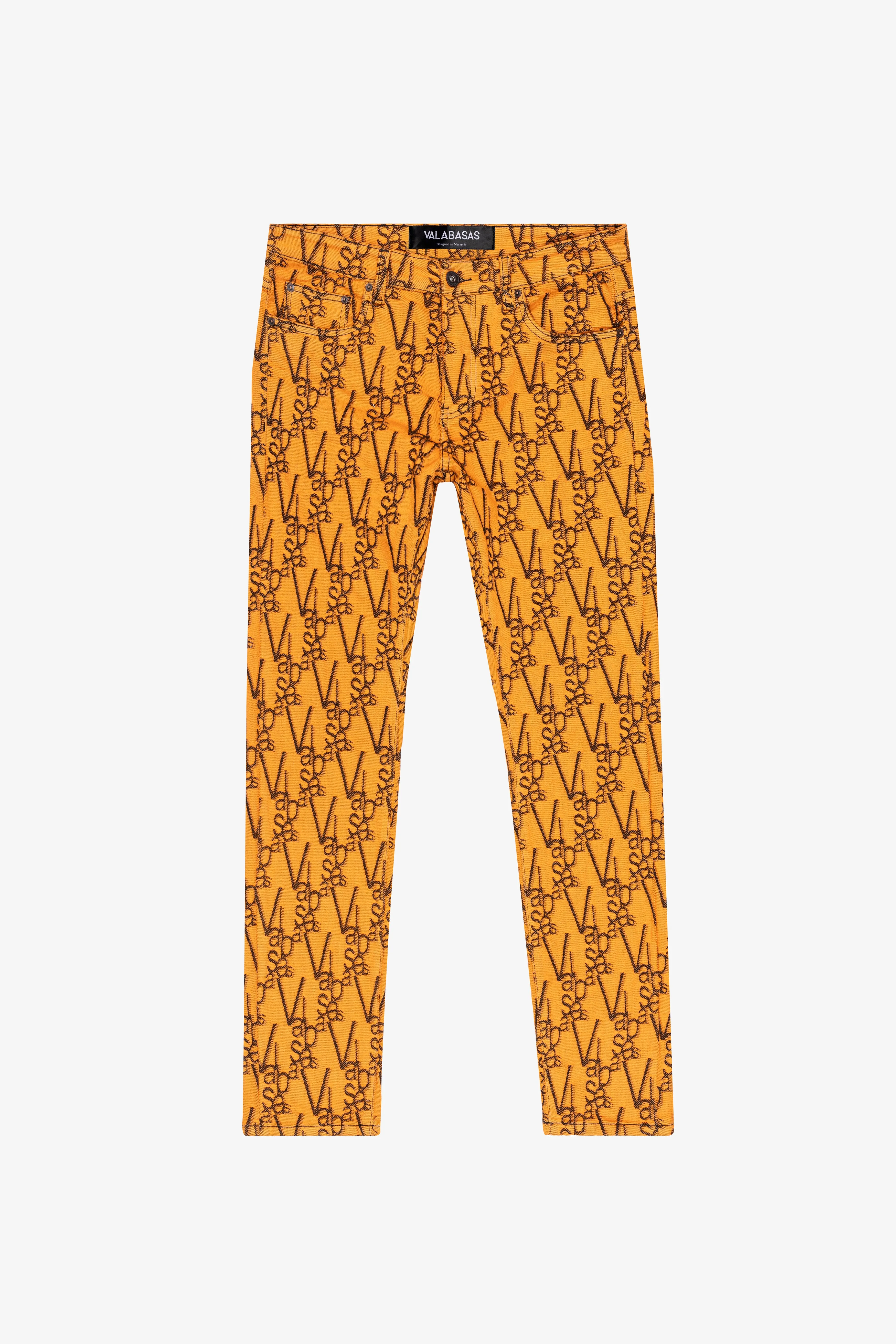 "V-INK" SKINNY JEAN BLACK ORANGE sold by valabasas