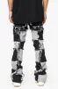 "THREADS” BLACK WHITE STACKED FLARE JEAN sold by valabasas