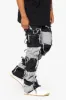 "THREADS” BLACK WHITE STACKED FLARE JEAN sold by valabasas