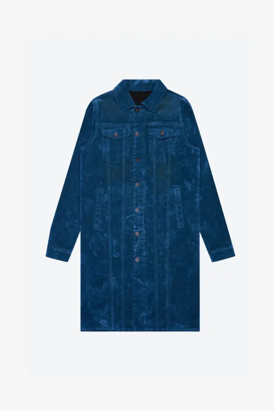 "NOCTURNE" INDIGO SUEDE TRENCH COAT sold by valabasas