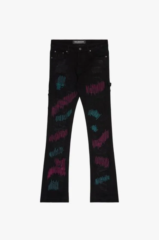 "ZERO” FLARE JEAN BLACK STACKED sold by valabasas