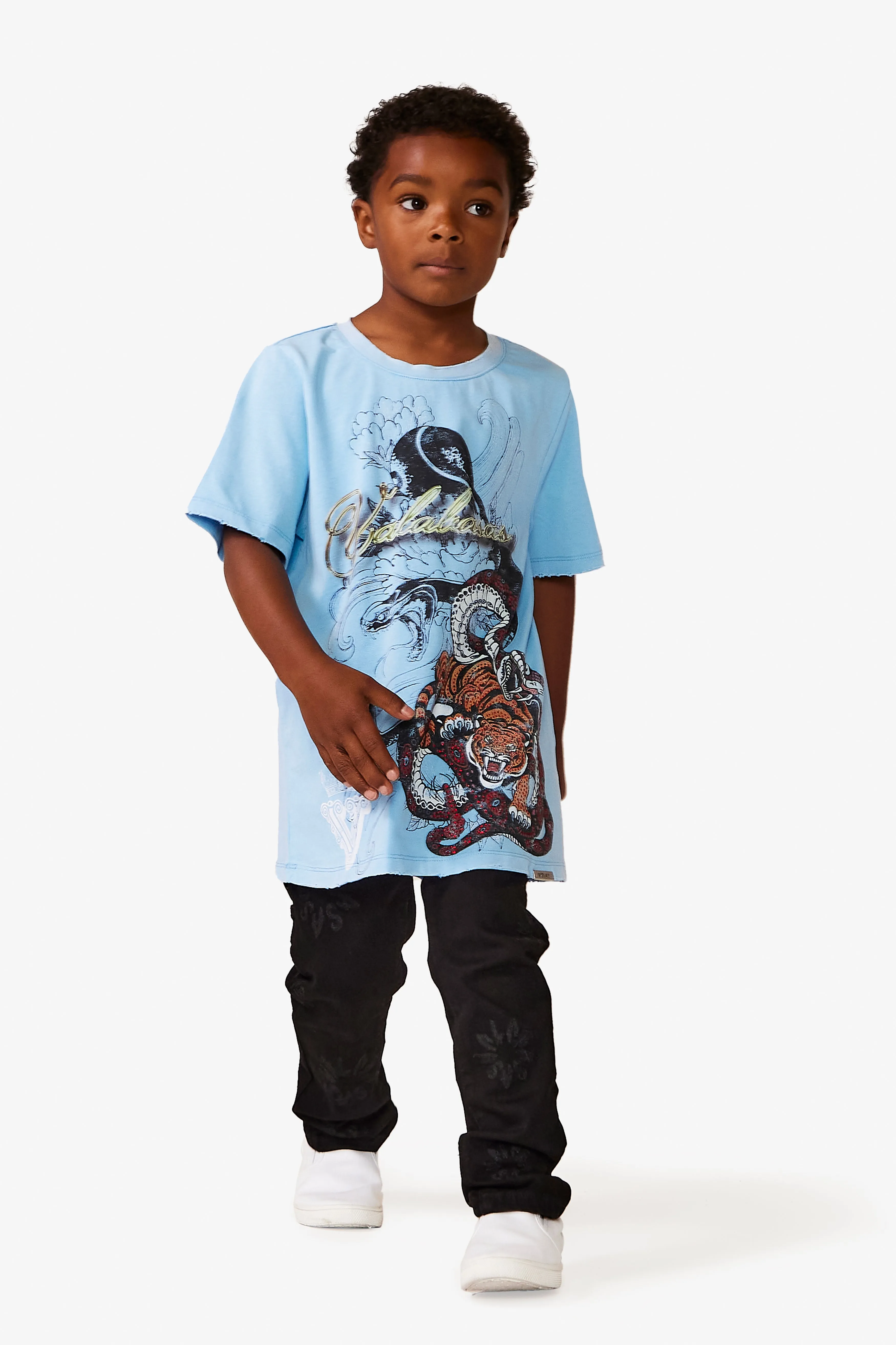 VPLAY TEE “JUNGLE” LIGHT BLUE sold by valabasas