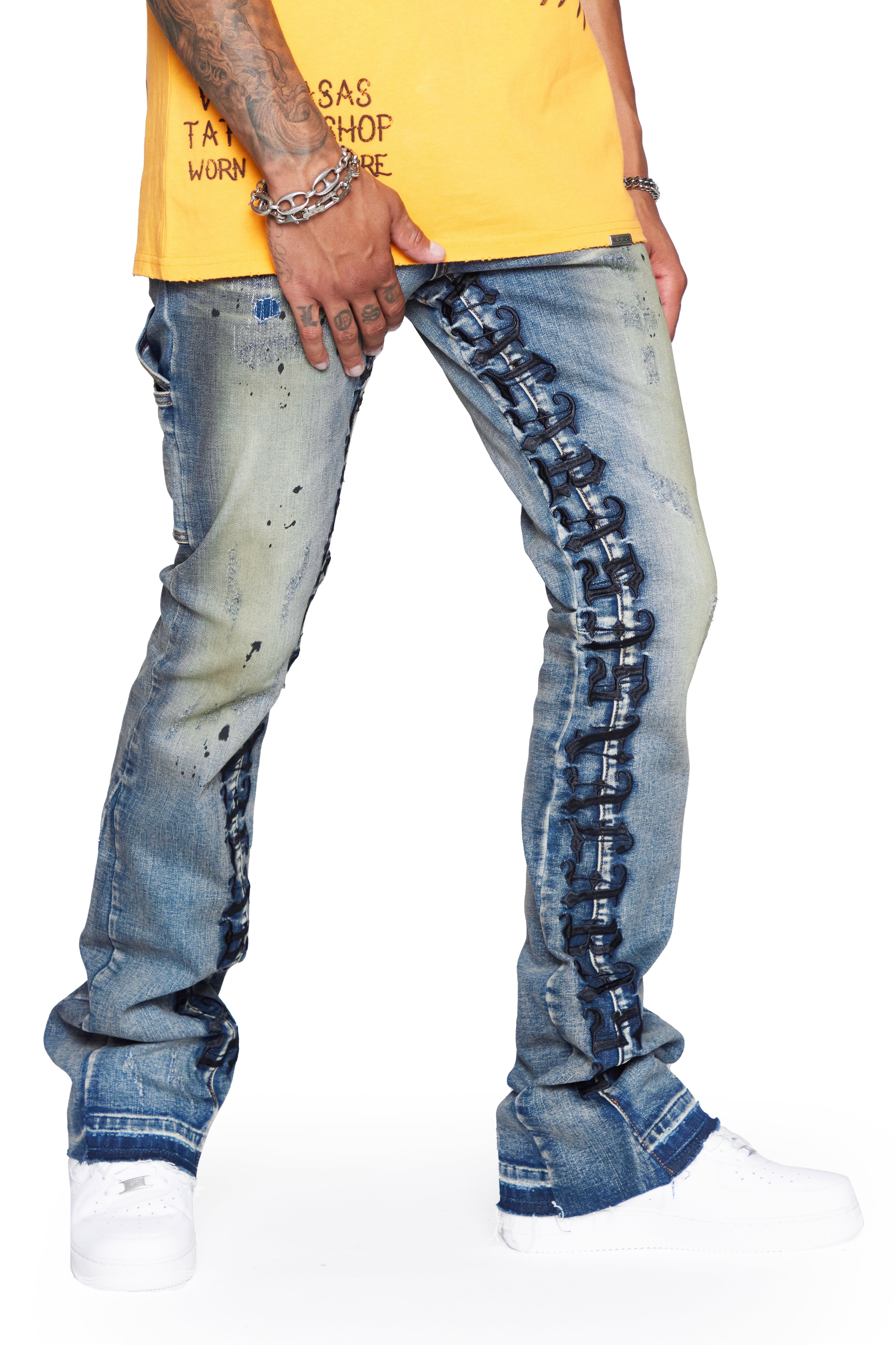 “COSMIC STACKED” DK VINTAGE STACKED FLARE JEAN sold by valabasas product image thumbnail 4