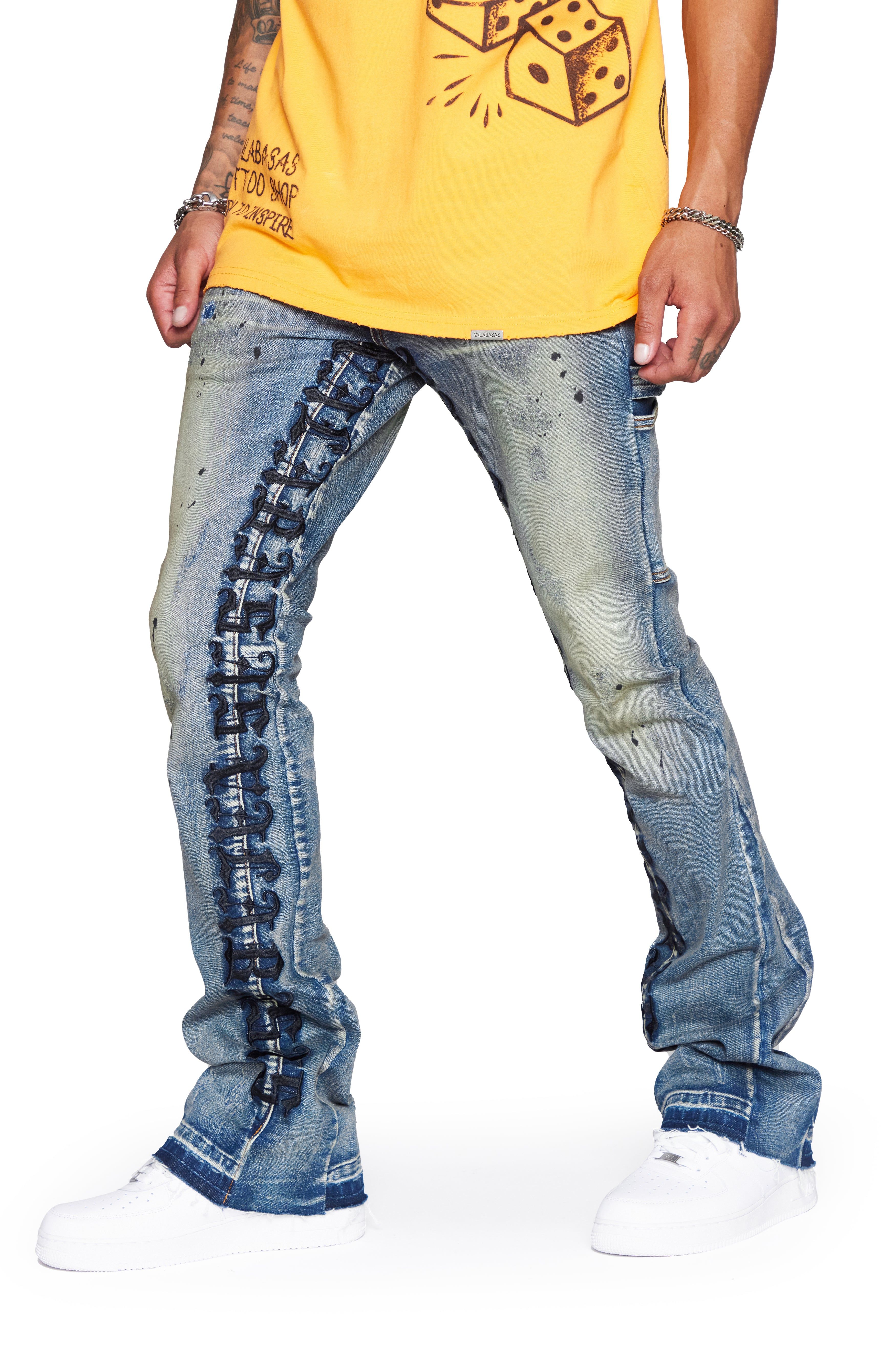 “COSMIC STACKED” DK VINTAGE STACKED FLARE JEAN sold by valabasas product image thumbnail 7