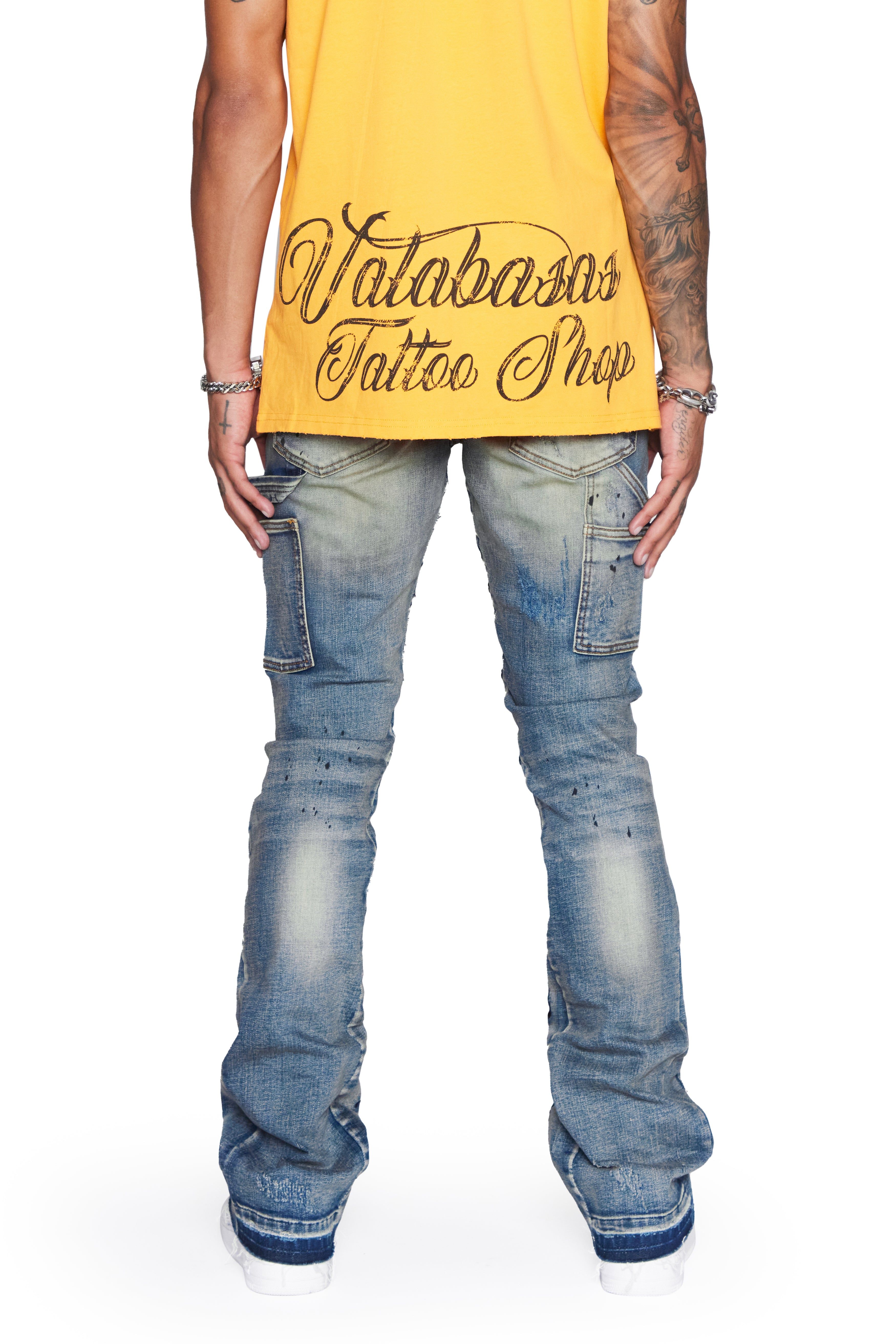 “COSMIC STACKED” DK VINTAGE STACKED FLARE JEAN sold by valabasas product image thumbnail 5