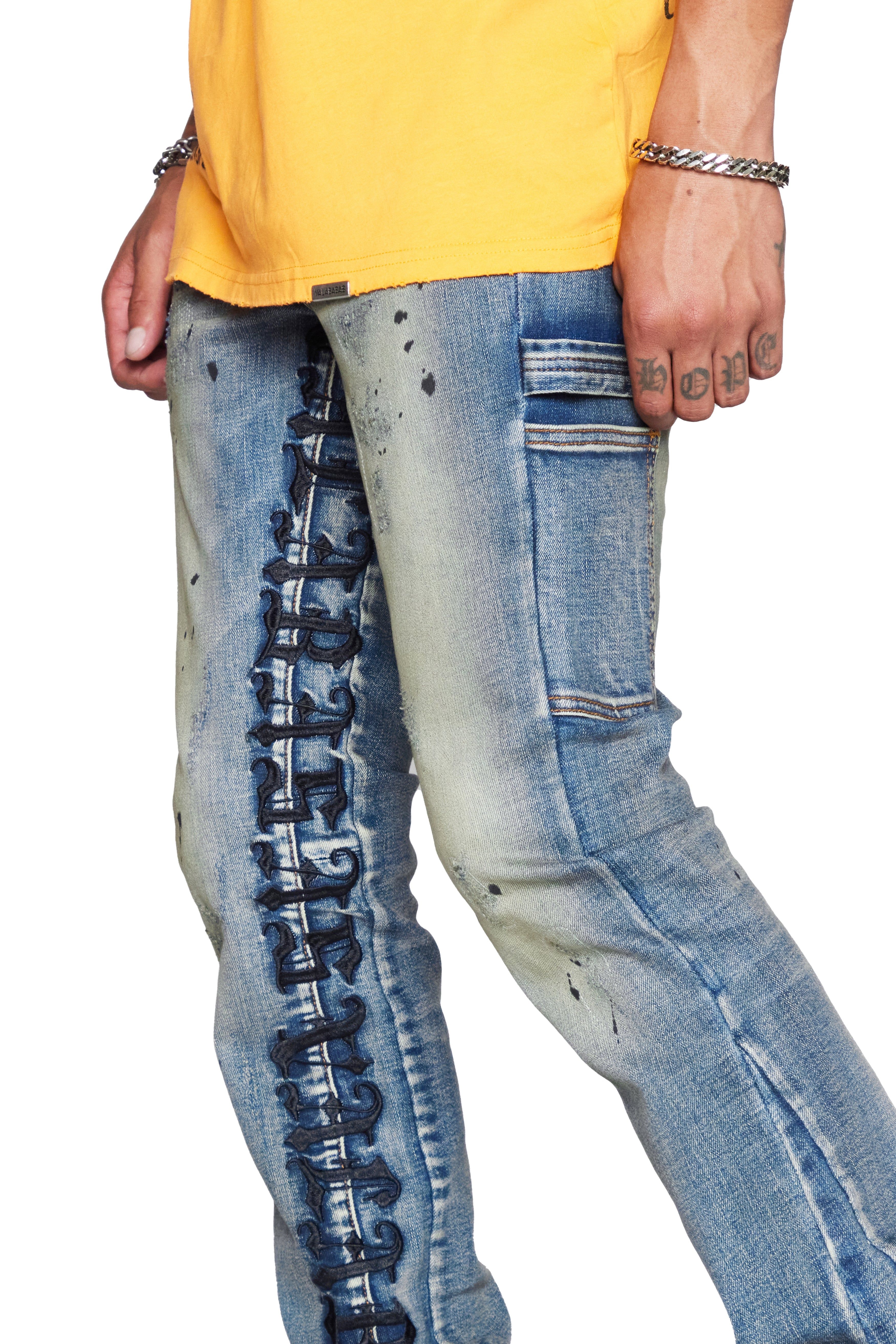 “COSMIC STACKED” DK VINTAGE STACKED FLARE JEAN sold by valabasas product image thumbnail 2