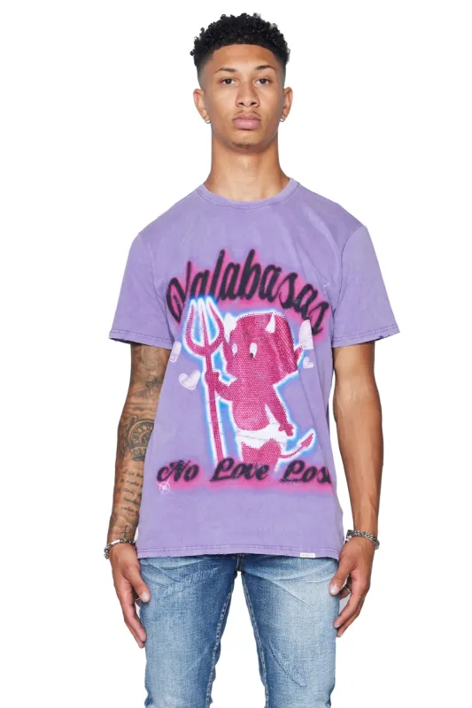 "NOLOVELOST" VINTAGE PURPLE TEE sold by valabasas