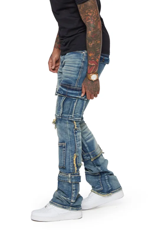 “BRIDGER” VINTAGE WASH STACKED FLARE JEAN sold by valabasas