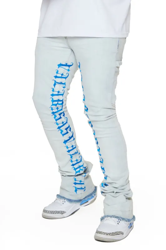“EXTENDO 2.0” SUPER LT. BLUE SUPER STACKED FLARE JEANS sold by valabasas
