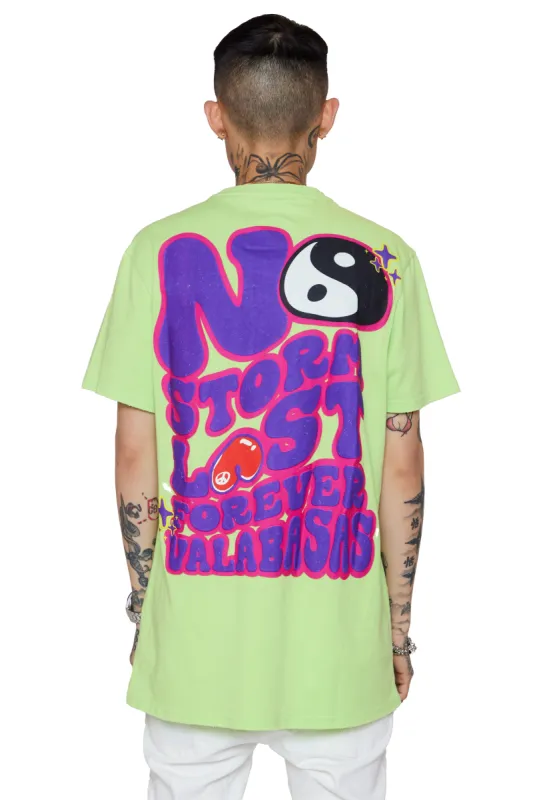 VALABASAS TEE "THE STORM" VINTAGE LIME made by valabasas