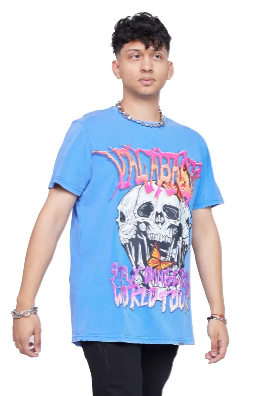 VALABASAS TEE "STAY DANGEROUS" VINTAGE BLUE sold by valabasas