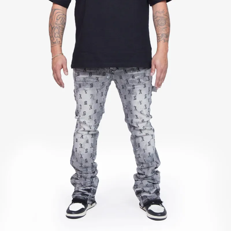 “AUDIO” GREY WASHED STACKED FLARE sold by valabasas