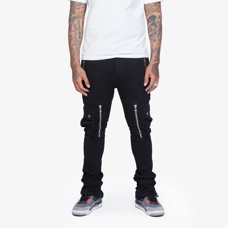 “OCEAN” BLACK STACKED FLARE JEAN sold by valabasas