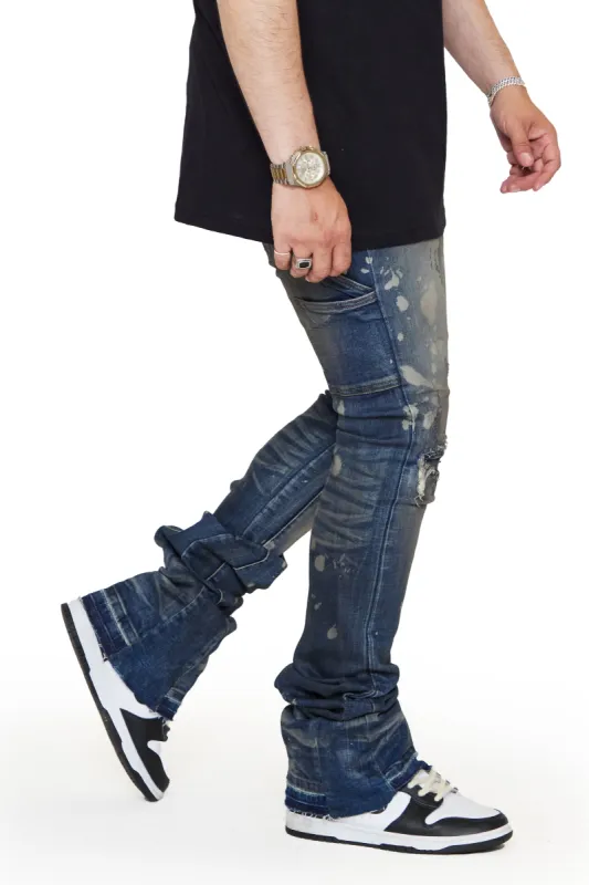 “QUBA" OIL VINTAGE SUPER STACKED FLARE JEANS sold by valabasas