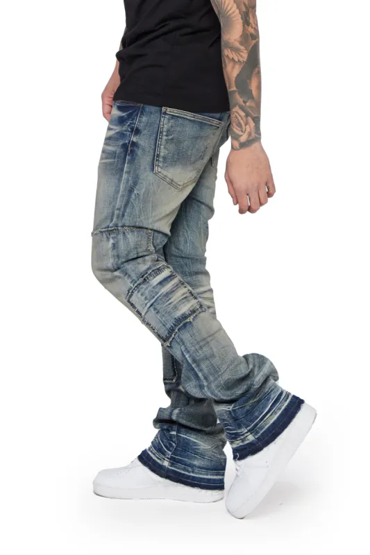 "BEAR" VINTAGE BLUE STACKED FLARE JEAN sold by valabasas