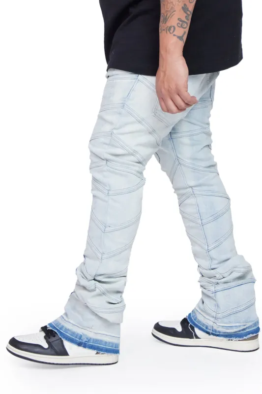 “CASSIUS” LT BLUE STACKED FLARE JEAN sold by valabasas