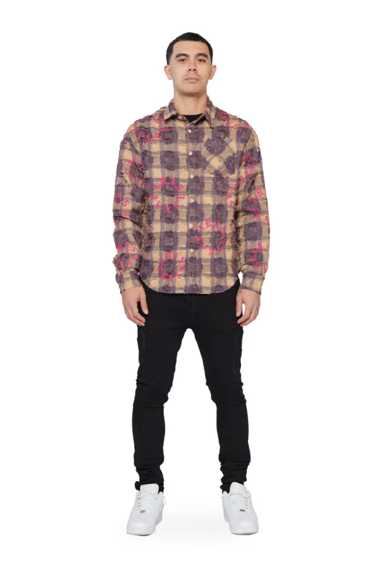 "ART PLAID" KHAKI GREY BUTTON DOWN sold by valabasas