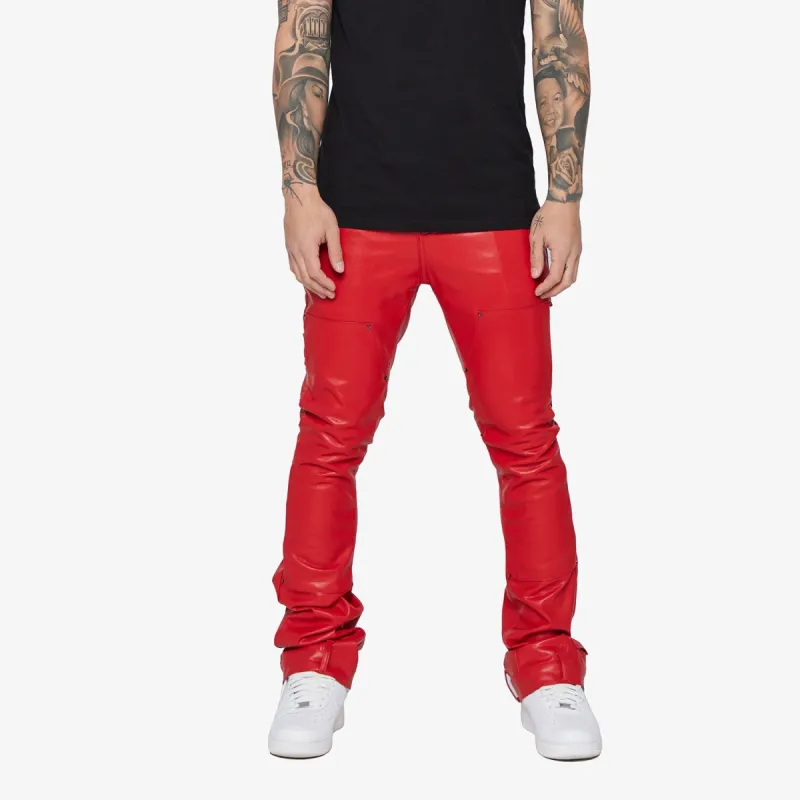 "ALPHA 2.0" RED LEATHER STACKED FLARE sold by valabasas