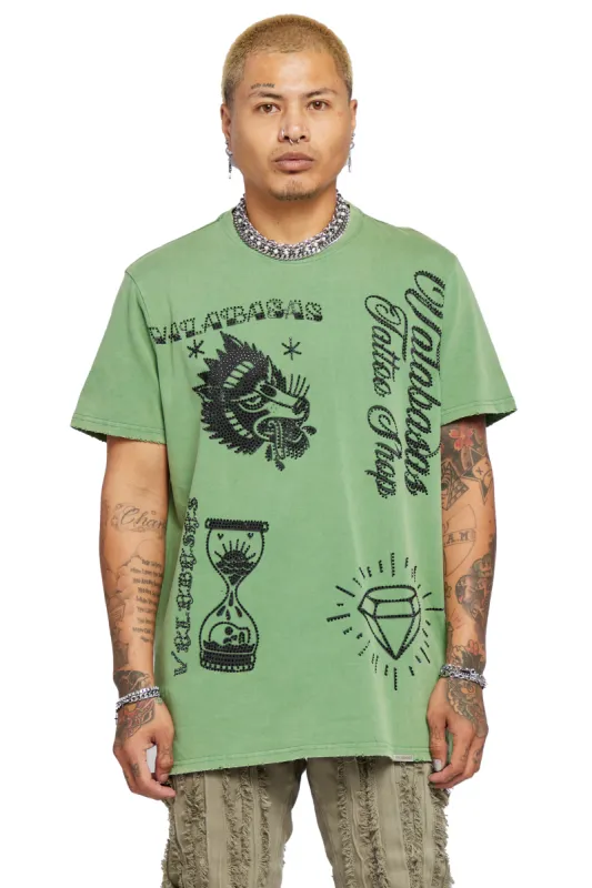 VALABASAS TEE “LEGACY TAT” VINTAGE OLIVE sold by valabasas