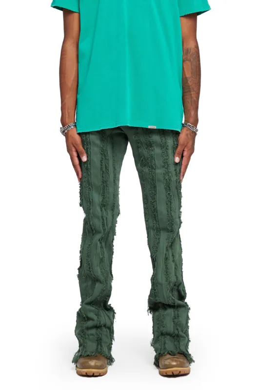 “BANDA” FOREST GREEN STACKED FLARE JEAN sold by valabasas