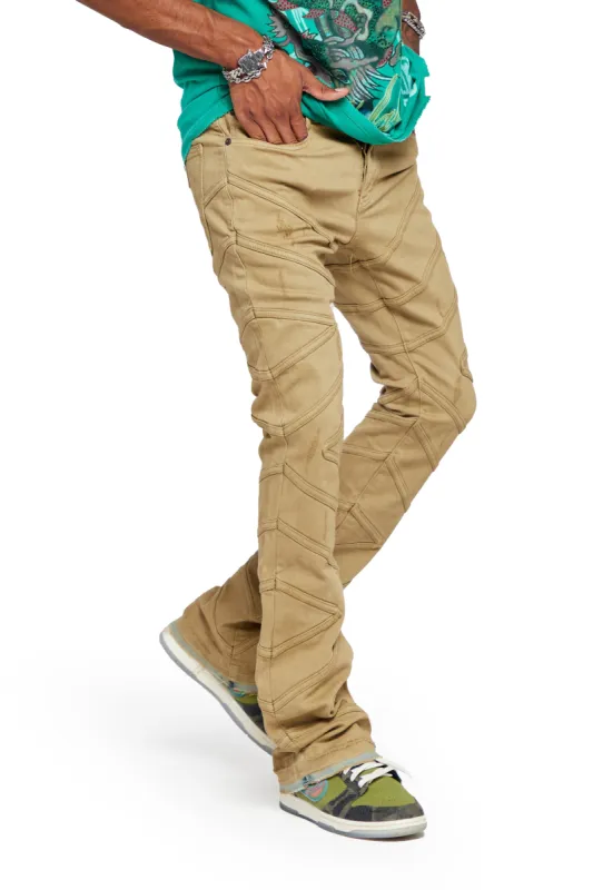 “CASSIUS” KHAKI STACKED FLARE JEAN sold by valabasas