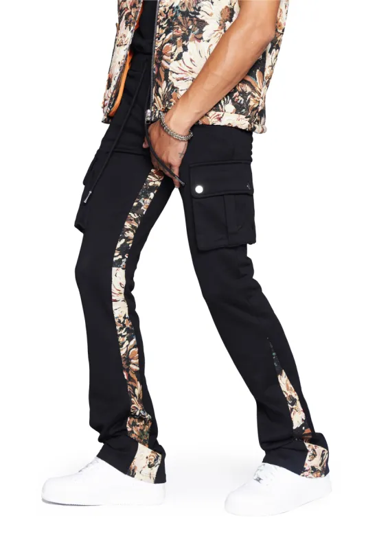 “BLEK LE RAT” BROWN MULTI FRENCH TERRY STACKED FLARE JEAN made by valabasas