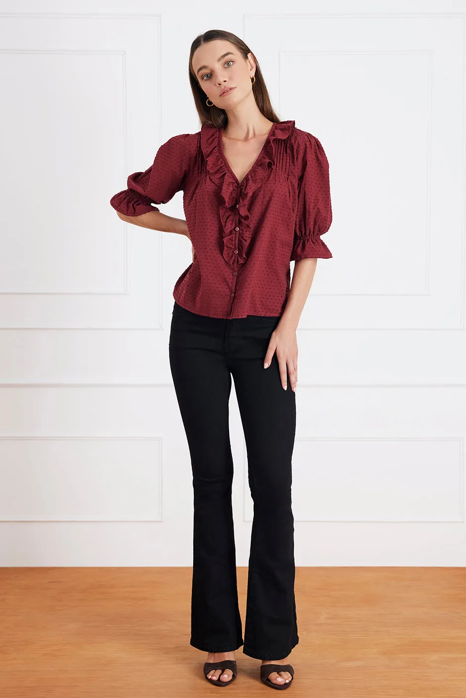 Chloe Shirt in Burgundy Solid sold by Paneros product image thumbnail 3