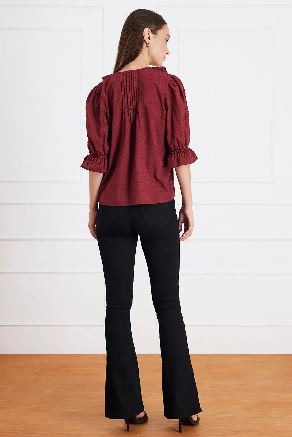 Chloe Shirt in Burgundy Solid sold by Paneros product image thumbnail 5