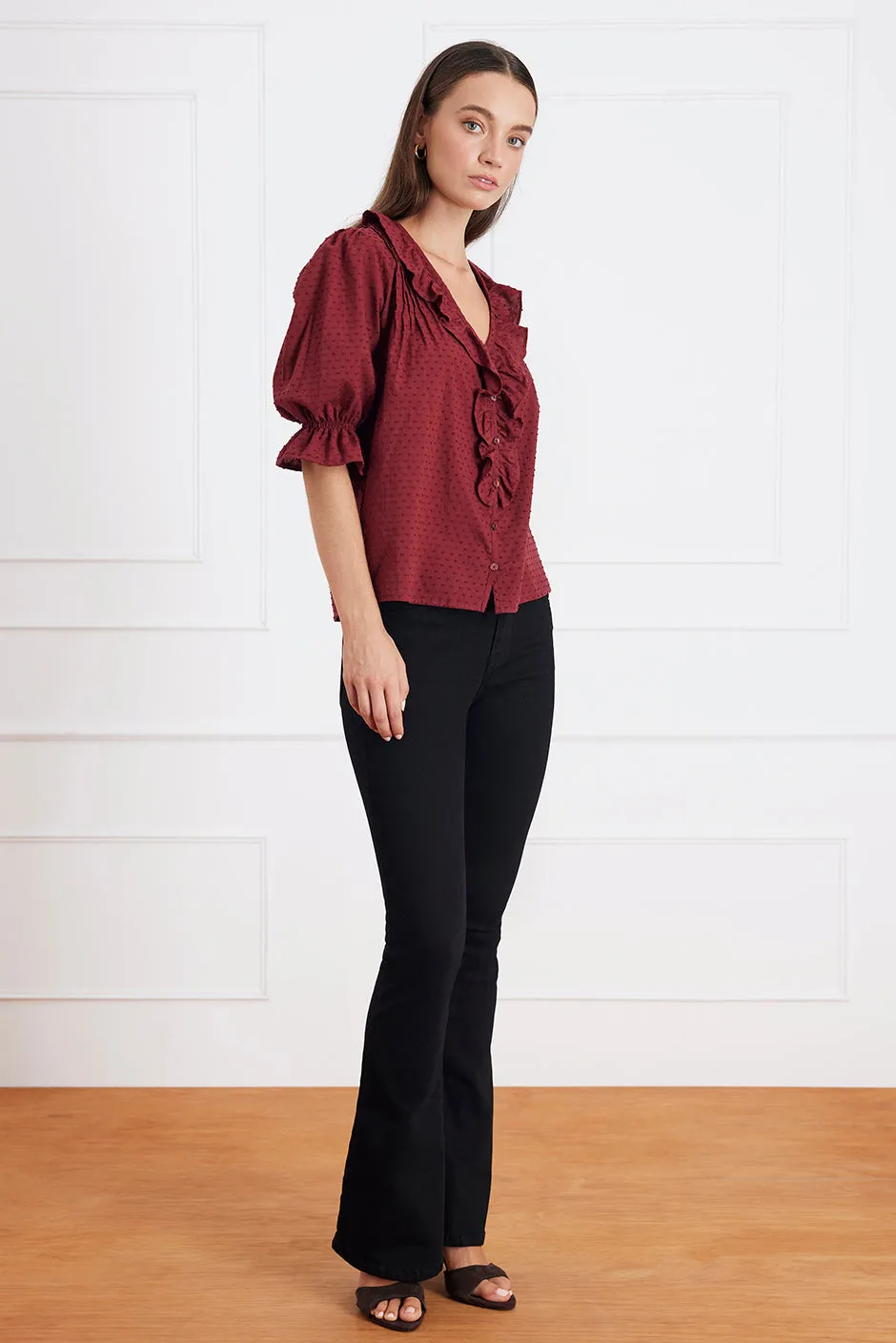 Chloe Shirt in Burgundy Solid sold by Paneros product image thumbnail 4