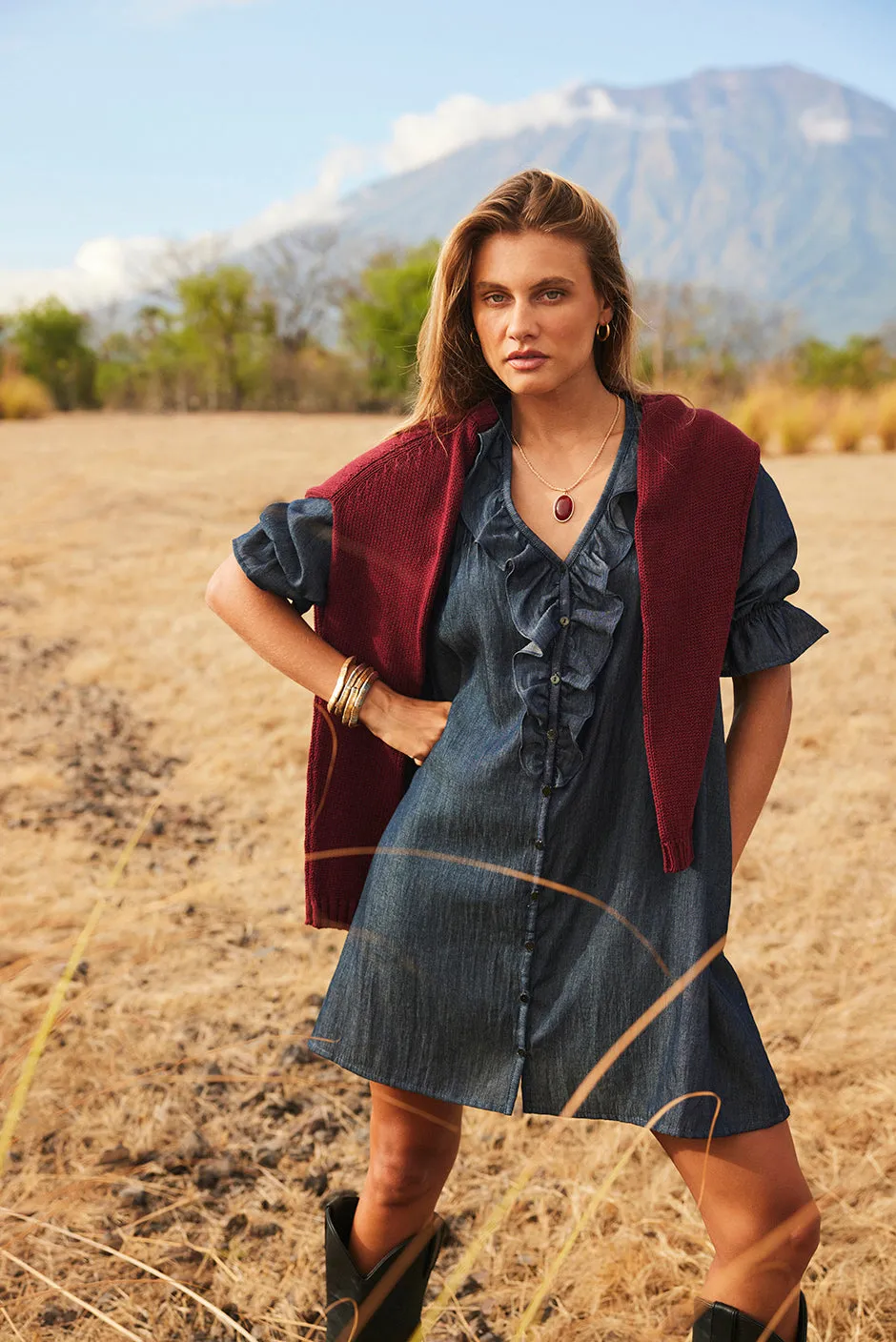 Chloe Mini Dress in Rinse Wash sold by Paneros