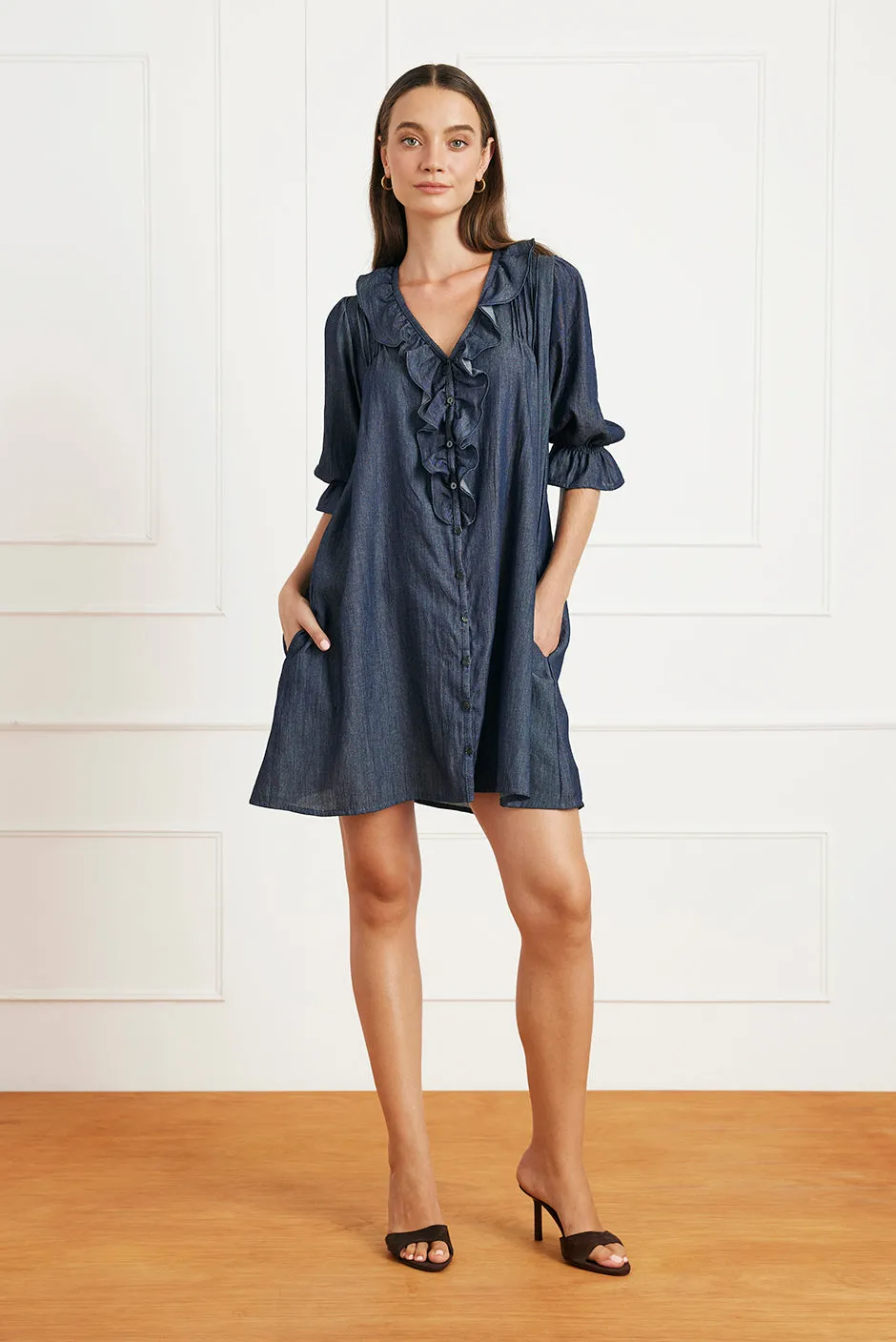 Chloe Mini Dress in Rinse Wash sold by Paneros product image thumbnail 2