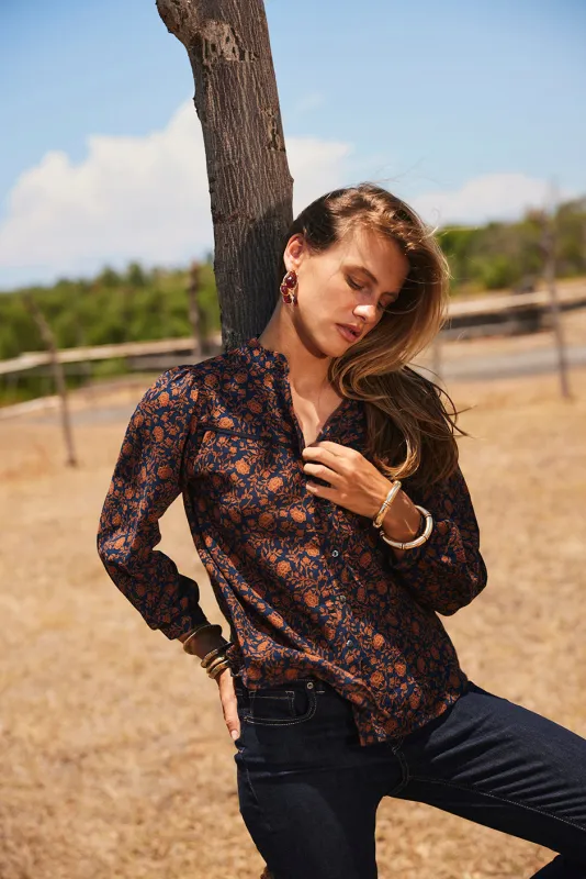 Anna Shirt in Navy Batik sold by Paneros