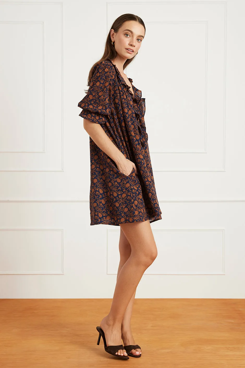 Chloe Mini Dress in Navy Batik sold by Paneros product image thumbnail 5