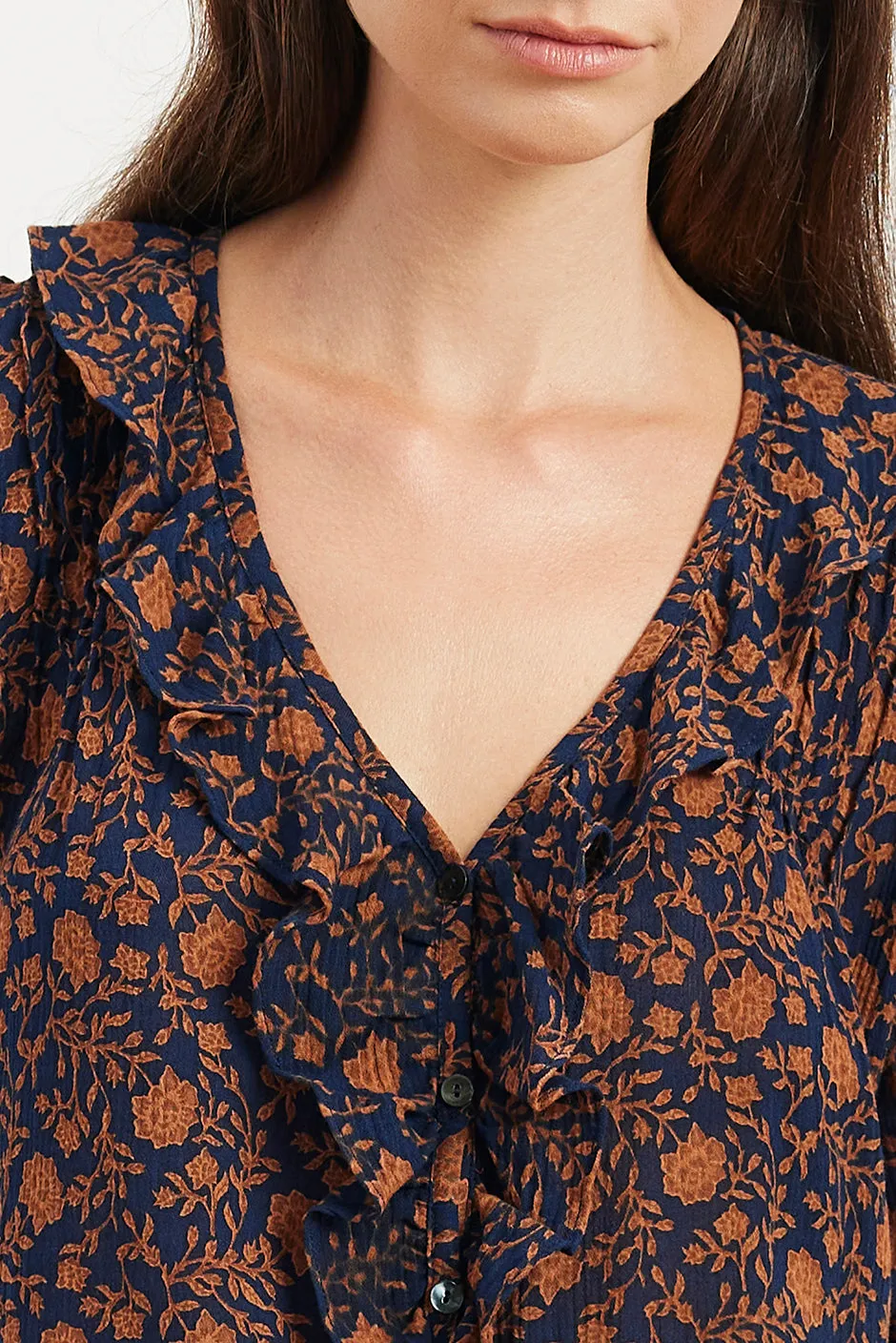 Long Sleeve Chloe Shirt in Navy Batik sold by Paneros product image thumbnail 5