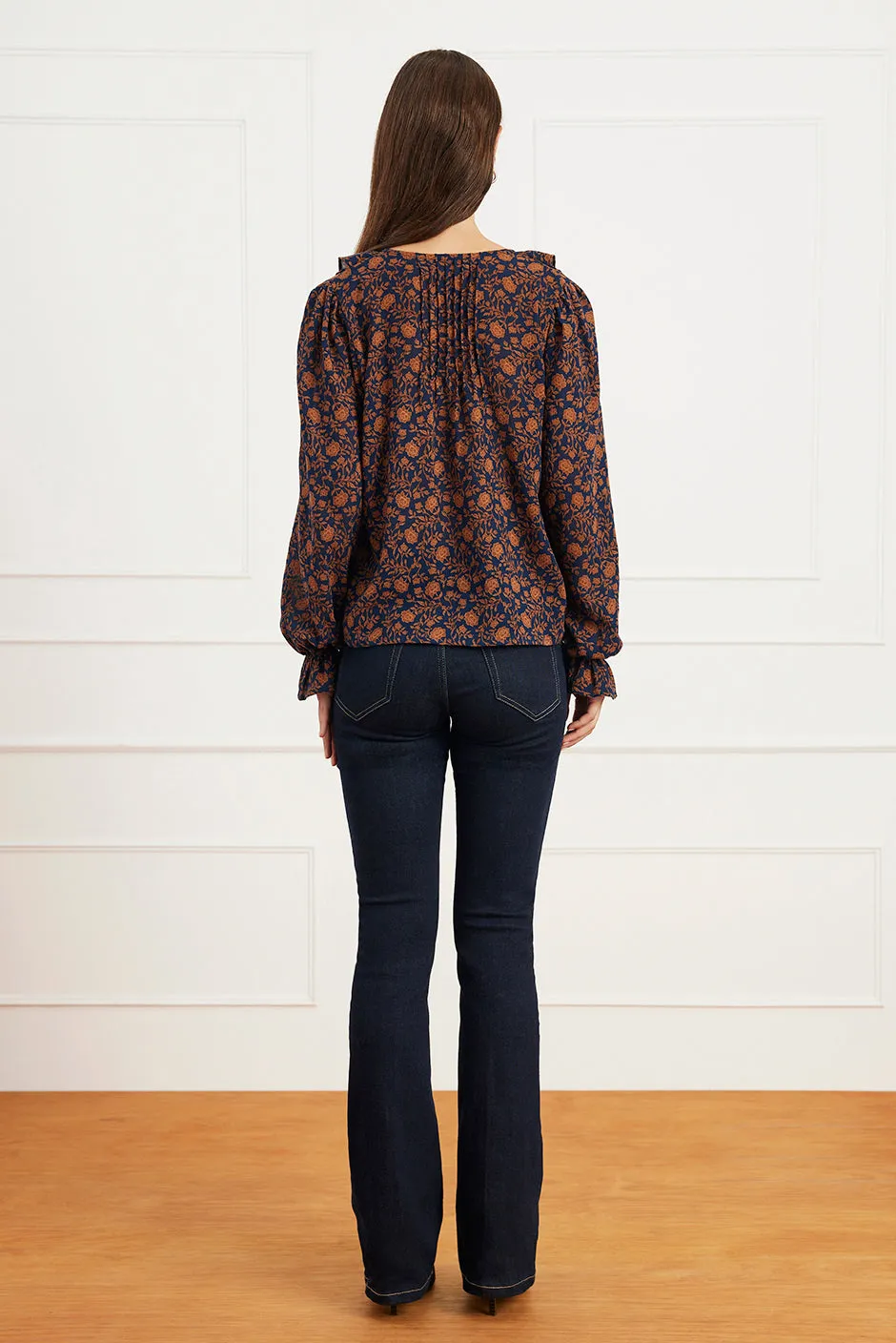 Long Sleeve Chloe Shirt in Navy Batik sold by Paneros product image thumbnail 4