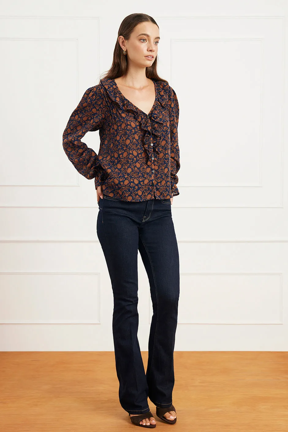 Long Sleeve Chloe Shirt in Navy Batik sold by Paneros product image thumbnail 3