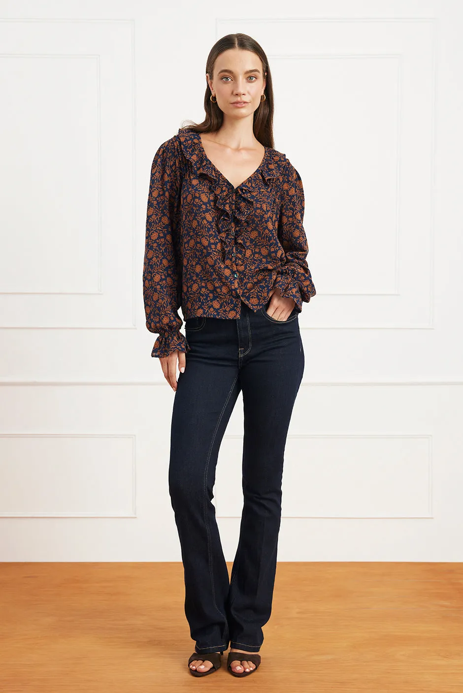 Long Sleeve Chloe Shirt in Navy Batik sold by Paneros product image thumbnail 2